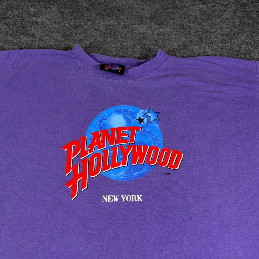 Planet Hollywood New York Graphic T-Shirt Mens XL Purple Cotton Short Sleeve T